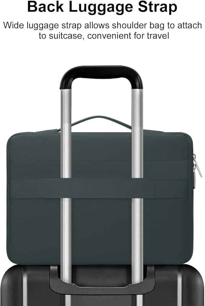 MOSISO 360 Protective Laptop Case 13.3 inch, 13-13.3 inch Laptop Sleeve Compatible with MacBook Air/Pro 13 / Pro 14, HP Dell ASUS Lenovo,Side Open Bag with 2 Raised&1 Flapover Pockets, Emerald Green