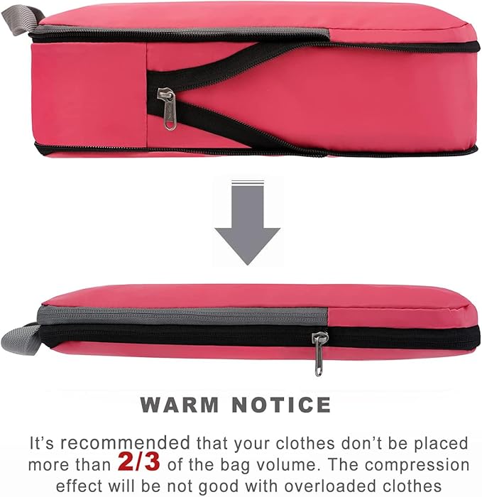 BAGAIL 4 Set/6 Set/8 Set Compression Packing Cubes Travel Accessories Expandable Packing Organizers (Cloth Pattern, 4-Coral)