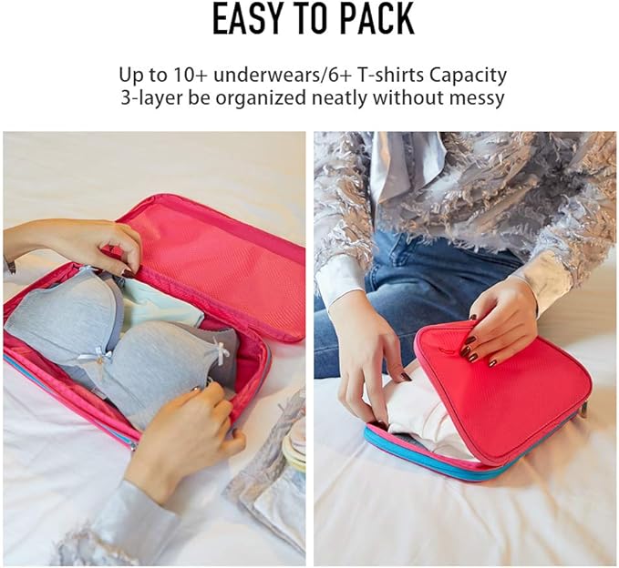 Bee Nesting BeeNesting Waterproof Compression Packing Cubes 5/6/8 sets, Large Travel Packing organizers for Carry on Luggage, 2 Sides Expandable Storage Bags (Dark Green, 4L)