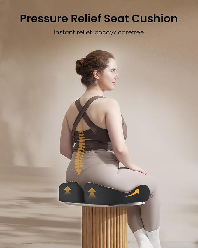 ProtoArc Extra Large Seat Cushions for Office Chairs, Ergonomic Memory Foam Seat Cushion for Home, Extra Cover, Car Seat Cushions for Driving, Pressure Relief Pad for Sciatica - Black