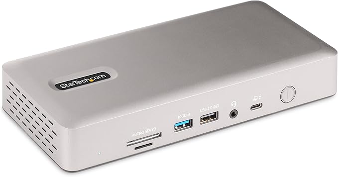 StarTech.com Universal USB4 & Thunderbolt 4 Docking Station, Quad Display on Windows, Dual Display on MacBook, HDMI DP Dock with 98W Laptop Charging