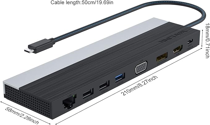 WAVLINK USB C Docking Station Triple Display (DP+HDMI+VGA), 85W PC Charging, SD TF Card Reader, Gigabit Ethernet, 4 USB Ports for Dell XPS 13/15,Lenovo Yoga, MacBook Pro, etc