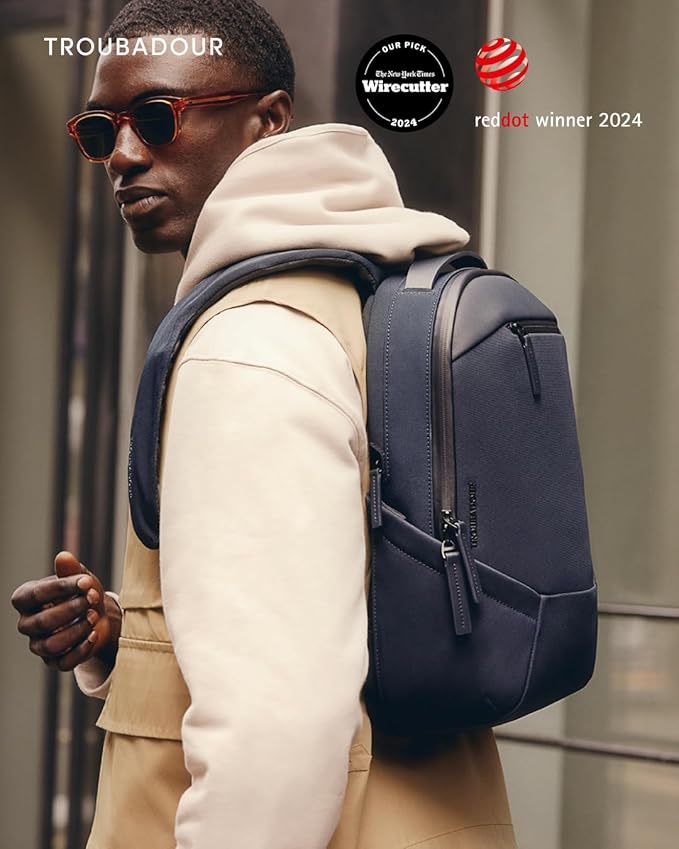 Troubadour Apex 3.0-22L Premium Laptop Backpack - Ergonomic & Water Resistant - Designed for Work and Travel - Navy