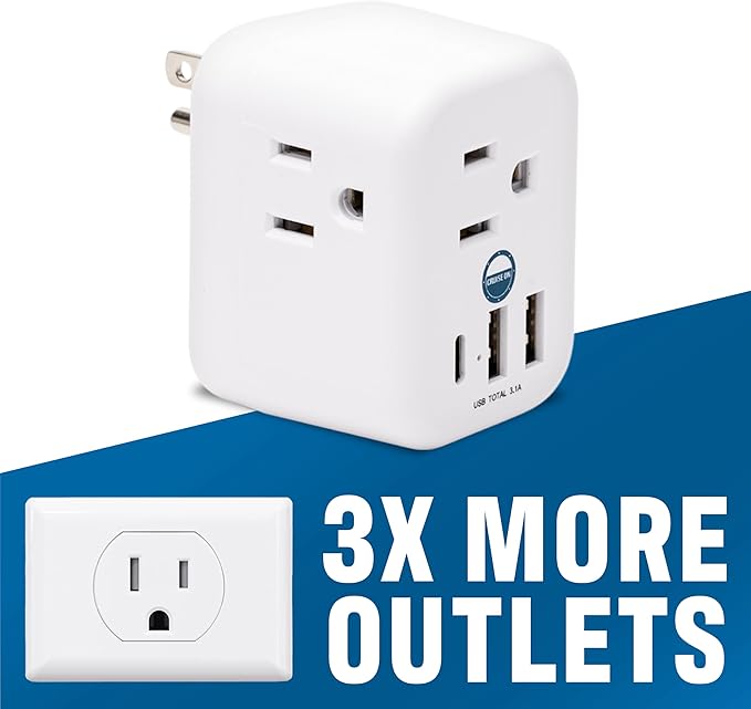 Cruise Approved Power Strip Foldable, Non Surge Protector Travel Power Strip, Multi Plug, 6 Outlets, 2 USB-A, 1 USB-C, & 3 AC Outlet for Carnival, Celebrity, Princess, & Major Lines in 2025 & 2026
