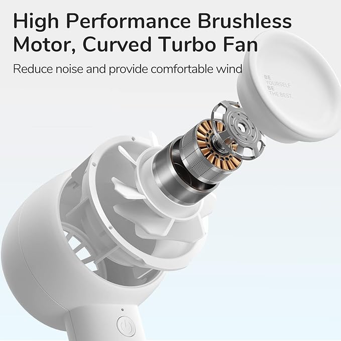 JISULIFE Mini Portable Fan-Bladeless Safe Design, Powerful Turbo Handheld Fan with 5 Speeds, 16Hrs Max Cooling Time，USB Rechargeable, Small Pocket for Travel/Lash, Gifts For Girls/Women