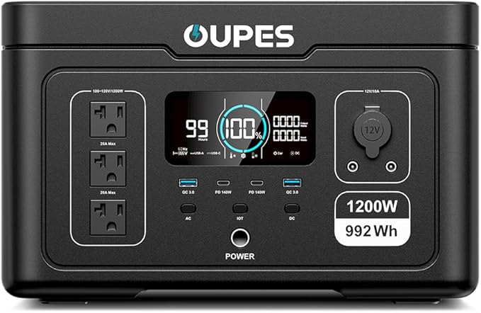 OUPES Exodus 1200 Solar Generator with 240W Panels Included, – 992Wh 1200W LiFePO4 Battery Power Station with Dual PD 140W Type-C, Smart App Control, UPS, Ideal for Camping, RV, Home Emergency