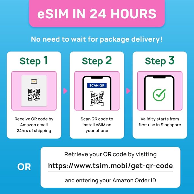 Singapore eSIM | 5GB Super Economy Refillable Plan! QR Code Sent via Email in 24Hrs - Scan & Use Immediately | Auto Activating 30 Day Validity | Hotspot Allowed | Data-Only No Phone Number