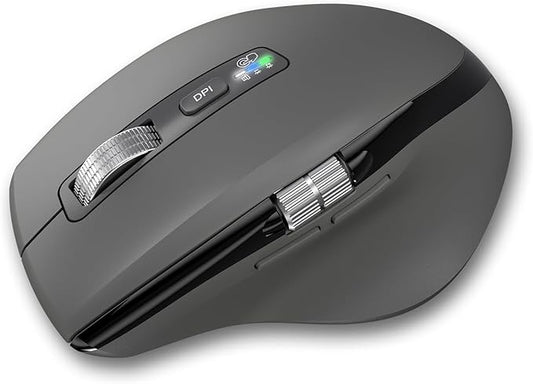 Wireless Bluetooth Side Scroll Mouse with Multi-Device, Ergonomic Computer Mice with Smart Flying Scroll, Quiet Click for Computer, Laptop, iPad, Tablet, MacBook (Grey)