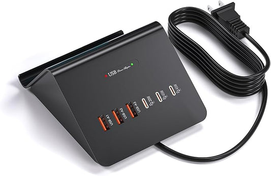 Multi-Device Charging Station, 100W GaN 6-Port USB C Charger Hub with 45W PD Wall Adapter & 15W Wireless Charger. Compatible with iPhone, iPad, Samsung & Laptops. Fast & Efficient (100W-3C3A-G)