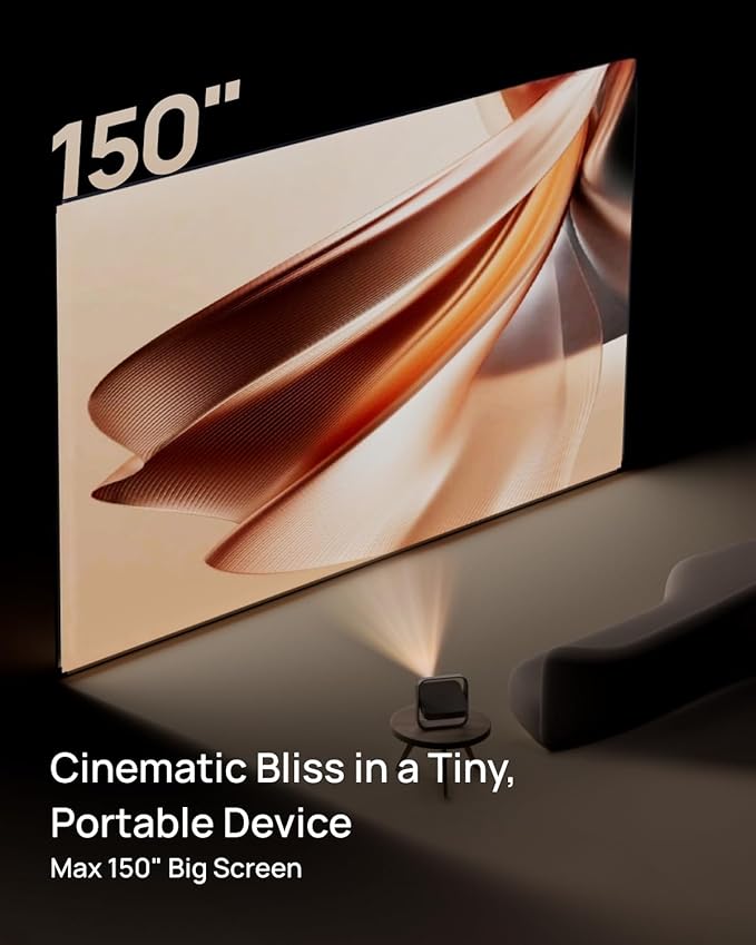 XGIMI Elfin Flip Portable Projector, 1080P Resolution Outdoor Projector, Licensed Netflix, Build-in Adjustable Stand, Lightweight and Compact Design, 400 ISO Lumens, Screen Adaption