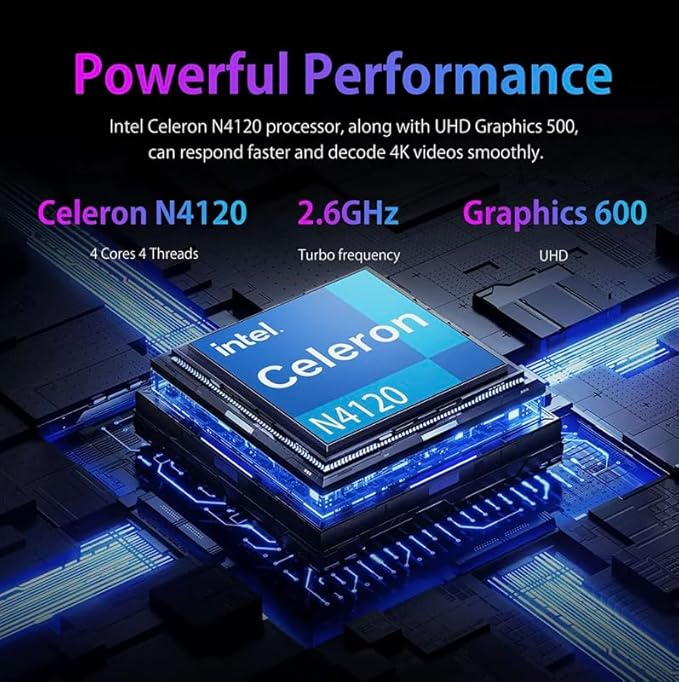 HP 2024 Premium 14" Micro-Edge Portable Laptop Student Business, Intel Quad-Core N4120, 4GB RAM, 192GB (128GB eMMC+ 64GB Card), Webcam, WiFi, Windows 11S + 1 Year Office 365, MarxsolAccessory Black