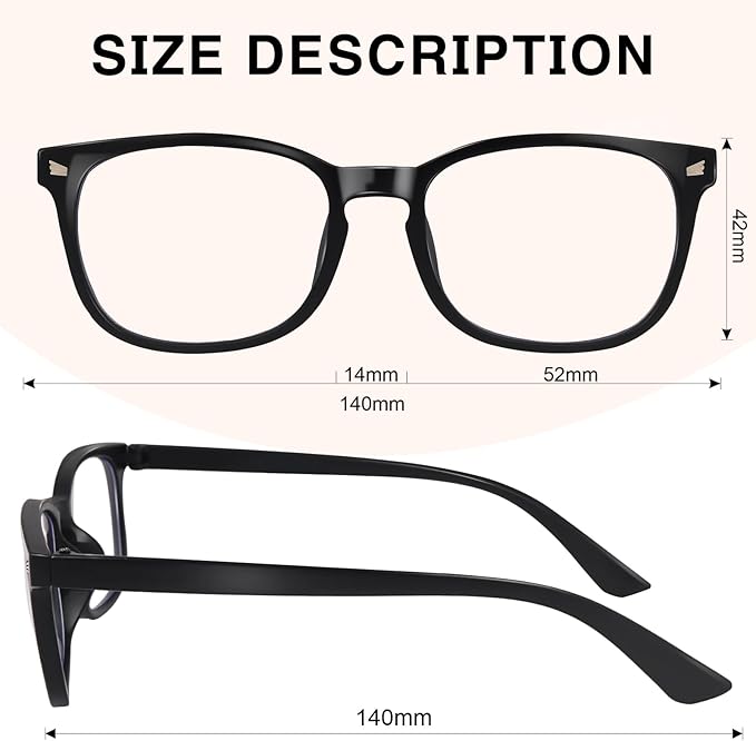 Blue Light Glasses for Woman Men | 99% Blue Light Blocking Glasses | Computer Glassess | Night Driving | Gaming | TV Phone Screen Reader Square Frame | Anti Eyestrain & UV Glare Protection
