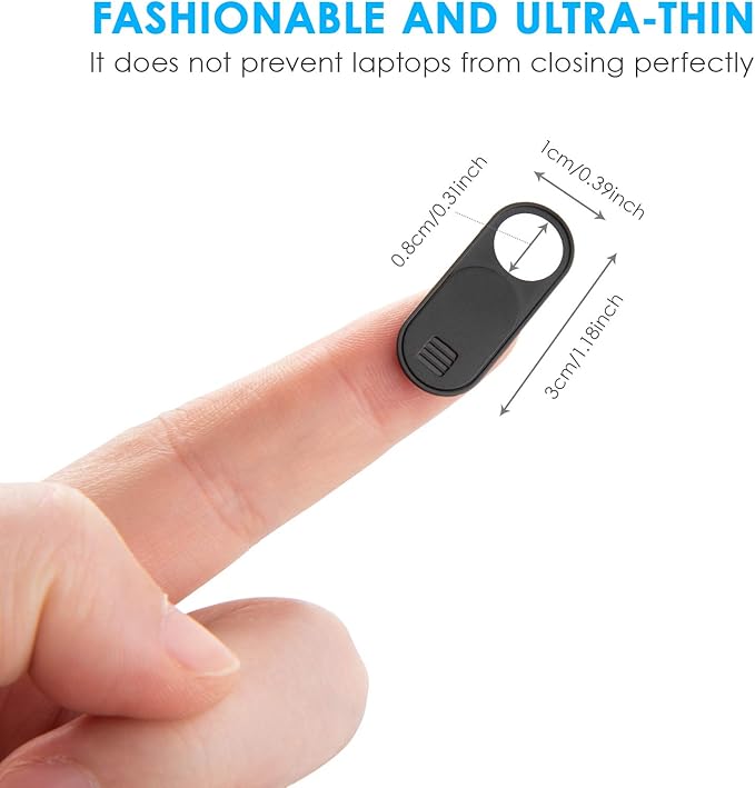 Camera Cover Slide, 0.028 Inch Ultra-Thin Phone Camera Cover, Computer Camera Cover Slide for MacBook, iMac, Laptop Desktop, Pc, iPad, iPhone, Smartphone Protect Visual Privacy Security (Black-3 Pack)