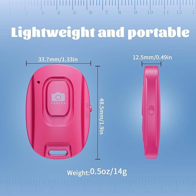 MAIRAN Rechargeable Wireless Camera Remote Shutter for iPhone and Android Smartphones, 2 Pack Bluetooth Phone Remote Control,Selfie Button for Photos and Videos Charging Cable Included- Pink&White