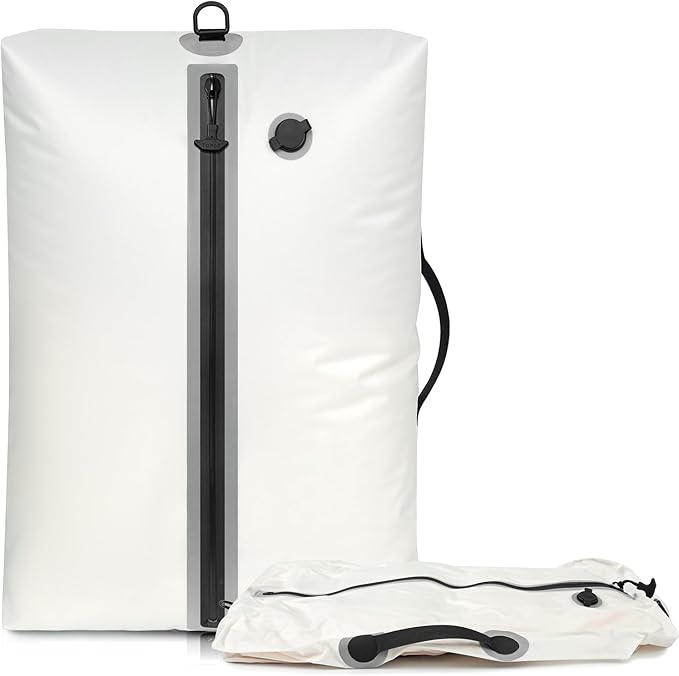 BAGAIL TPU Vacuum Bag for Travel, Reusable Compression Bag with IPX8 Waterproof Zipper, Save Space for Suitcase, Backpack and Carry on (White, ExtraLarge, No Pump)