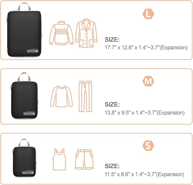 Cambond Compression Packing Cubes for Travel Women - Travel Bags Luggage Organizers Travel Essentials Compression Cubes for Travel Carry on Suitcases Organizer