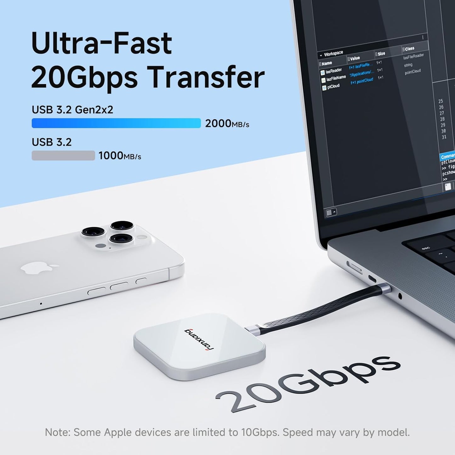 1TB Magnetic External SSD,2000MB/s Type-C USB 3.2 Gen 2x2 Portable SSD,Ultra-Slim External Hard Drive,4K ProRes Recording & Store,External Solid State Drive for iPhone15/16/Android/PC/Mac -PS2005