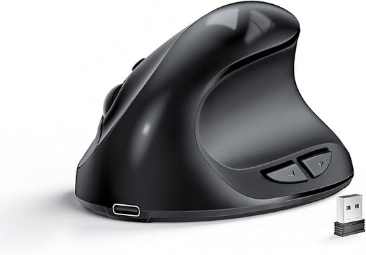 Lekvey Ergonomic Mouse, Vertical Wireless Mouse for Small/Medium Hands, Rechargeable with USB Receiver, 3 DPI for Comfort, Relieves Wrist Pain, Carpal Tunnel Mouse for Laptop, PC, Computer, Mac, Black