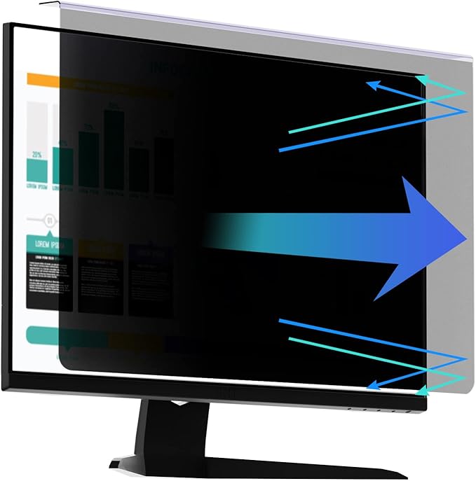 RedANGEL Computer Privacy Screen Protector for 23, 23.6, 23.8 and 24 Inches Monitor Anti Blue Light Filter Hanging Type Anti Scratch Easy Installation Shield for Desktop Computer (24 Inches)