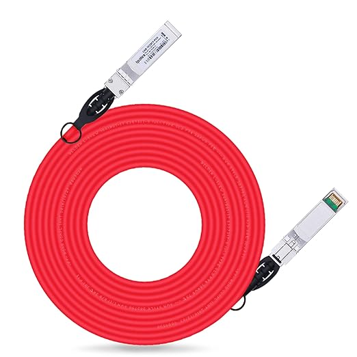 ipolex Colored 10G SFP+ Twinax Cable, Direct Attach Copper(DAC) Passive Cable, 5m (16.40ft) in Red, for Cisco SFP-H10GB-CU5M, Meraki, Ubiquit, Mikrotik, Intel, Fortinet, Netgear and More