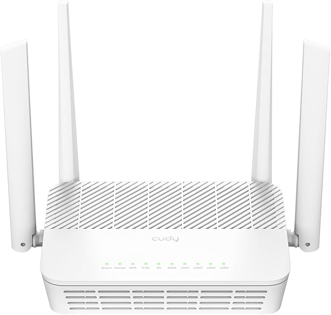Cudy WR3000S AX3000 Dual Band WiFi 6 Mesh Router, 5 Gigabit Ethernet RJ45 Ports, 4 Antennas, MU-MIMO, OpenVPN, Wireguard, Zerotier, Ipsec VPN, Cloud APP