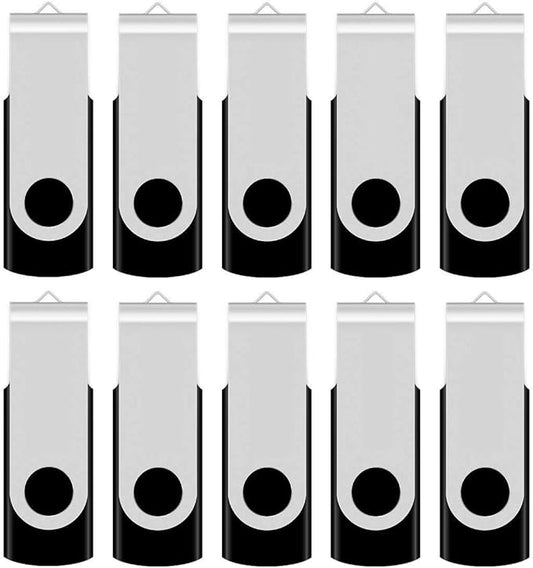 Aiibe 2GB Flash Drive 10 Pack Bulk 2G USB Flash Drive Thumb Drives USB 2.0 Memory Stick Data Storage Jump Drives (2GB, 10 Pack, Black)