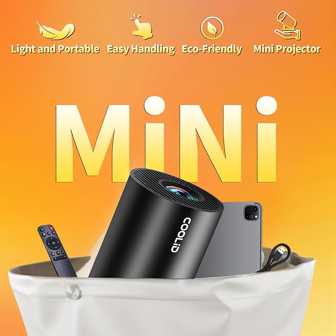 Mini Projector, Support 4K 1080P Portable Projector with Bidirectional WIFI6 5G and Bluetooth5.4, 270° Rotatable, Auto Keystone Correction, 35"-130" Video Projecto Compatible with HDMI/USB/Phone-Black