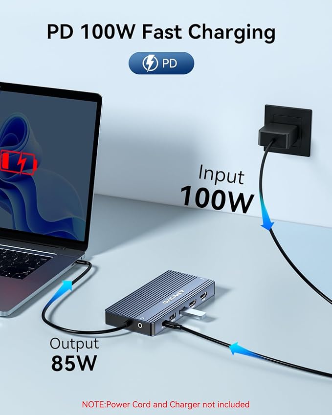 ANYOYO USB C Docking Station Dual Monitor 14-in-1 Docking Station 3 Monitor(2 HDMI+ Video Out) 10Gbps (4*USB-C+1A) +PD100W+Ethernet+SD/TF Laptop Dock Multiport Adapter for Dell/HP/Lenovo/Thinkpad