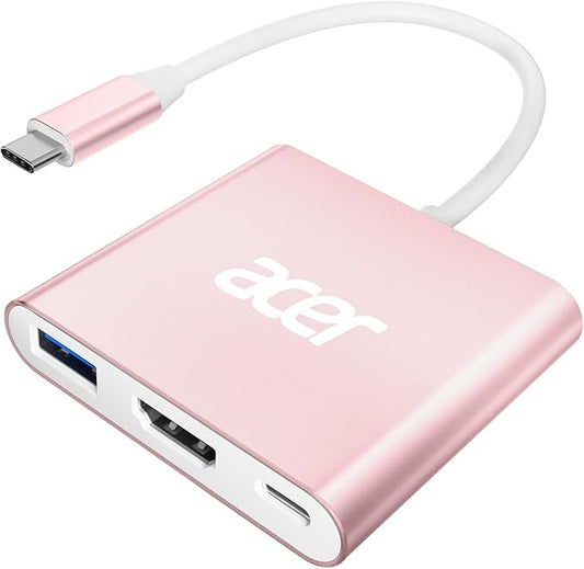 Acer USB C Hub, 3 in 1 USB C to HDMI Multi-Port Adapter,with 5Gbps USB 3.0 GEN1 Data Port, 4K HDMI Port and PD Max 100W Charging for USB C Phones, Tablets, iPad Pro, MacBook Pro, Acer Laptops and More