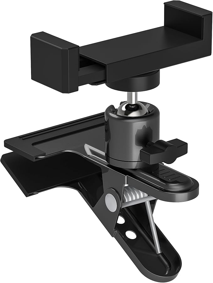 Metal holder Clip Clamp Mount 360 Degree Rotation 1/4 inch Screw for iPhone 16 15 14 13 12 series Samsung Oneplus Xiaomi Cell Phones and Arlo/Blink/Eufycam/Wyze/Nest/reolink/Tapo camera series