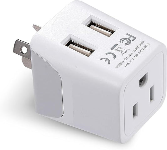 Ceptics Australia, New Zealand, China Travel Adapter Plug - Dual USB Input - Ultra Compact - USA to Type I - Perfect for Cell Phones, Chargers, Cameras, Tablets, and more (CTU-16)
