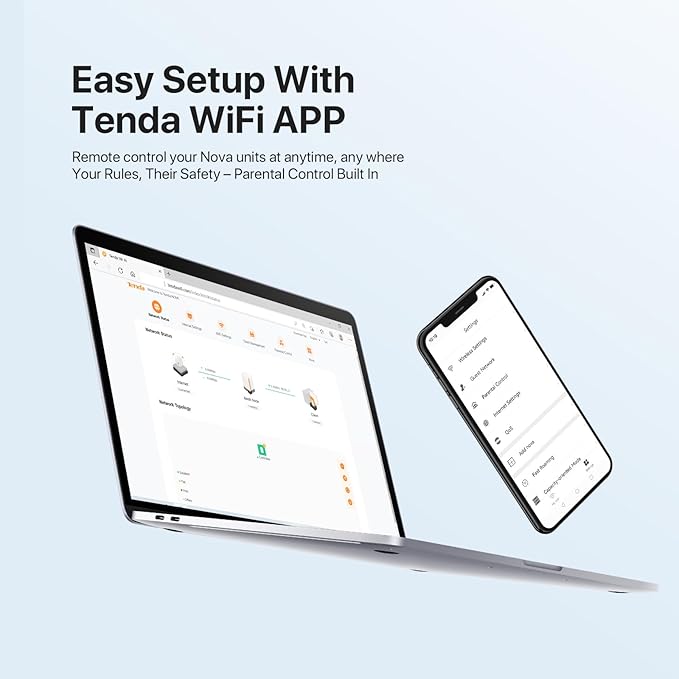 Tenda AX1500 Mesh WiFi 6 System Nova MX3 - Covers up to 3500 sq.ft - Whole Home WiFi 6 Mesh System - Gigabit Mesh Router for 80 Devices - Dual-Band Mesh Network - Replaces Wireless Router - 3-Pack
