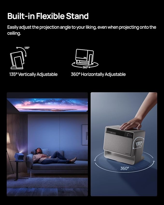 XGIMI HORIZON S Pro 2024 NEW 4K Projector, Dolby Vision, 1800 ISO Lumens, 110% BT.2020, Built-in Flexible Stand, Intelligent Screen Adaption, 2 x 12W Harman Kardon