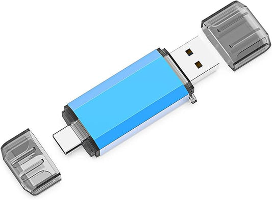 KOOTION USB C Flash Drive 128GB 2 in 1 OTG USB 3.0/Type C Thumb Drive Dual Drive USB C Memory Stick for Smartphone/Laptop/Tablet/PC - 128G, Blue
