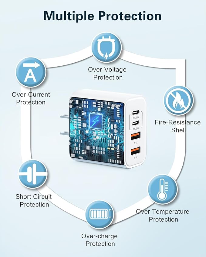 iPhone 17 USB C Fast Charger Block,3-Pack 40W USB C Charging Block 4-Port Dual Port PD+QC Fast Plug Wall Charger for iPhone 17/17 Pro/17Pro Max/Air/16/16e/16 Pro Max/16 Plus/15/14/13/12/11/Xs Max,iPad