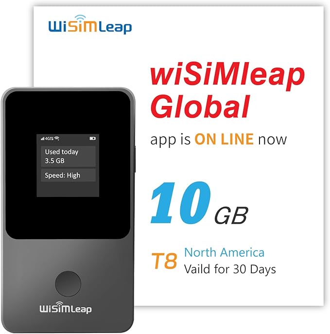 Global Travel Mobile Hotspot Device 4G Pocket Router No Roaming fee Built-in SIM Card No Need Physical Card No Contract 150 Countries Travel Portable WiFi Hotspot 10GB for North America