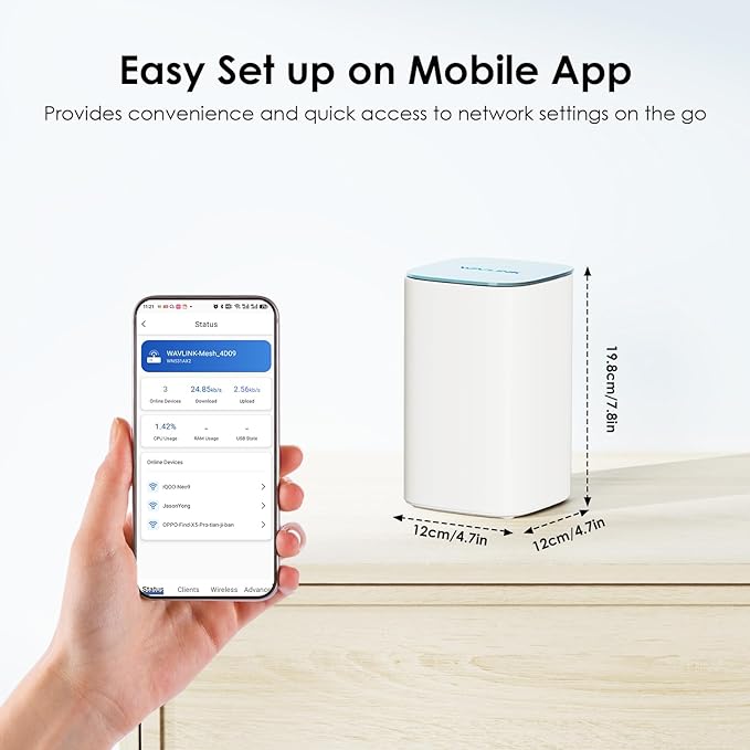WAVLINK AX3000 WiFi 6 Mesh System 1 Pack - Covers up to 2500 Sq.Ft., Speeds up to 3.0 Gbps, Replaces Wireless Router and WiFi Extender Signal Booster, Easy Setup, Smart App Control
