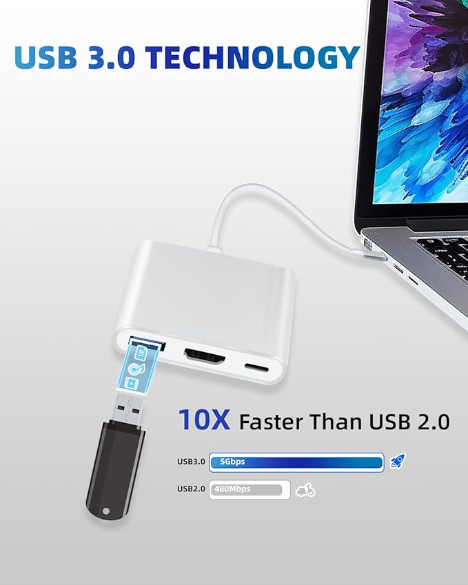 USB C Hub, 4K USB C to HDMI Adapter Multiport AV Converter with 100W PD Output C Port & USBA 3.0 Port Compatible for MacBook Pro/Air, iPad, Tablets, Switch, TV, Monitor and More