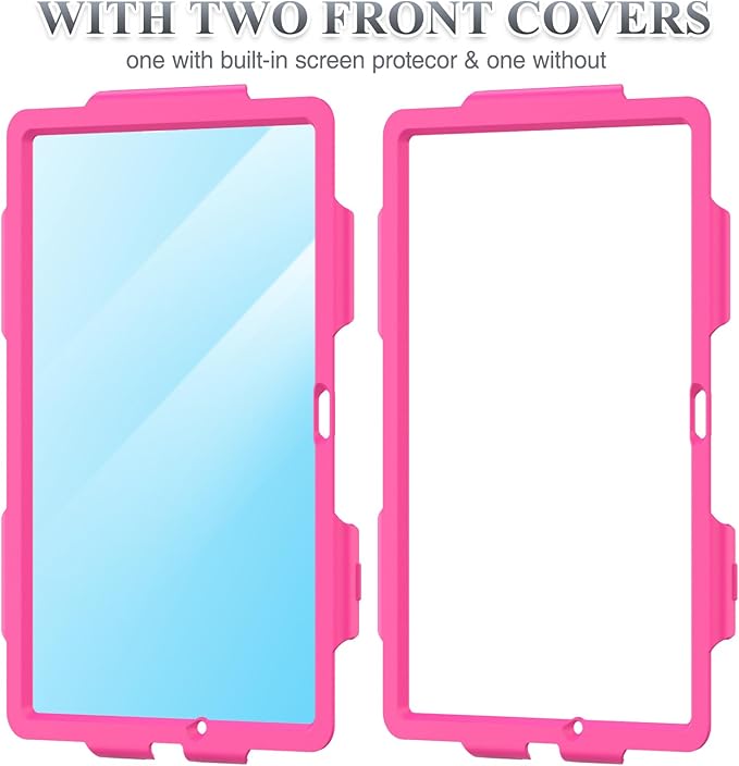 SEYMAC stock Case for Samsung Galaxy Tab A9+ Plus 11'', Full-Body Drop Protection Case with Screen Protector Pencil Holder [360° Rotating Hand Strap] &Stand, Pink+Black