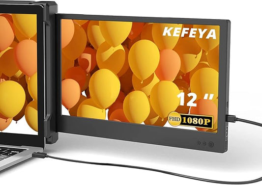 KEFEYA Laptop Screen Extender, Portable Monitor for Laptop 12" Full HD IPS Display, Dual Monitor Extender Compatible with 13-16 Inch Windows, Chrome & Mac