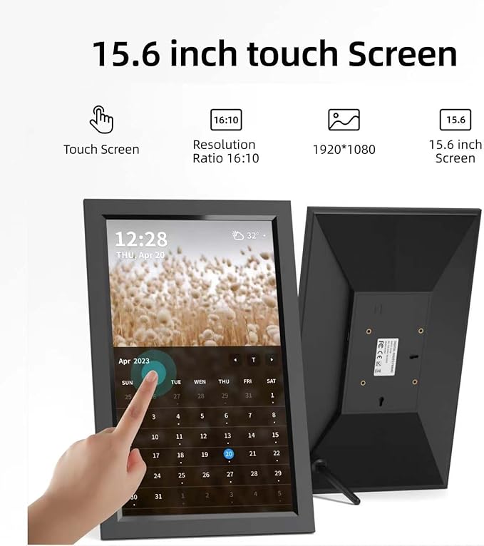 15 inch Smart Wi-Fi Digital Calendar Beautiful Frame for Desktop. Displays Your Photos, 5 Day Weather, Date, Current Conditions, WiFi Sync with Mobile Calendar Through Office 365 Calendar