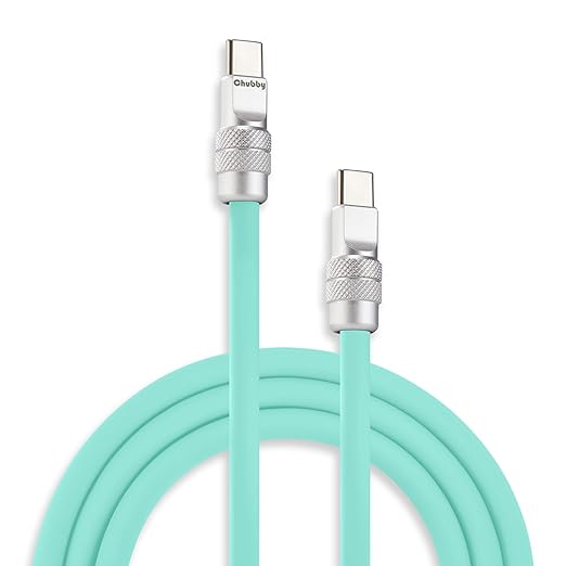 chubbycable Chubby 2.0 Fast Charging Cable Durable Soft Silicone USB C Cable 240W Extra Thick Charger Cord Compatible with iPhone 17-15 Series iPad, Light Blue, Type-C to Type-C, 13.1 FT