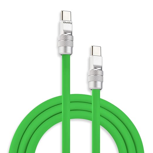 chubbycable Chubby 2.0 Fast Charging Cable Durable Soft Silicone USB C Cable 240W Extra Thick Charger Cord Compatible with iPhone 17-15 Series iPad, Green, Type-C to Type-C, 9.8 FT