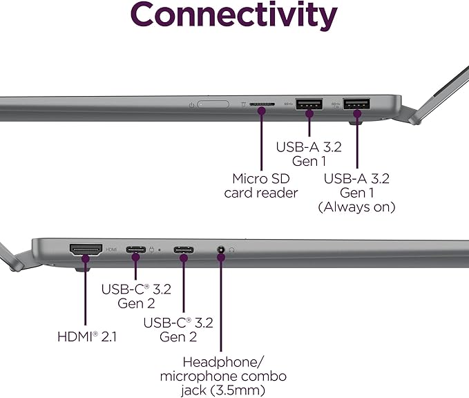 Lenovo IdeaPad 5X 2-in-1 Copilot+ Extra-Long Battery Life 14" WUXGA FHD+ OLED Touch Display 16GB Memory 512GB Storage Snapdragon X Plus 8-core Processor Windows 11 Home, Pen Included, Luna Gray