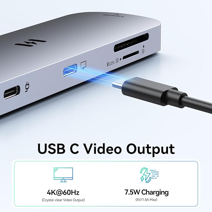 USB C Hub HDMI Adapter for MacBook Pro/Air, 8 in 1 USB C Video Hub with HDMI 4K@60Hz,SD/TF,USB C Data Port,100W PD,USB 3.0 USB CDongle Compatible for Dell XPS/Lenovo Thinkpad/HP/Surface/Yoga etc
