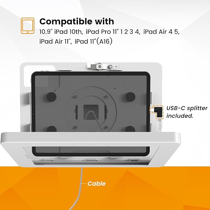 Tablet Wall Mount Compatible with 10.9" iPad 10th, Pro 11" 1 2 3 4, Air 4 5, Air 11", iPad 11"(A16) - BSW101WA