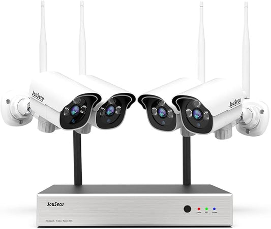 1080P Security Camera System Wireless, Plug and Play 8CH Video Surveillance NVR Kit with 4pcs HD Bullet IP Camera for Home/Store/Office, Night Vision Waterproof, No Hard Drive