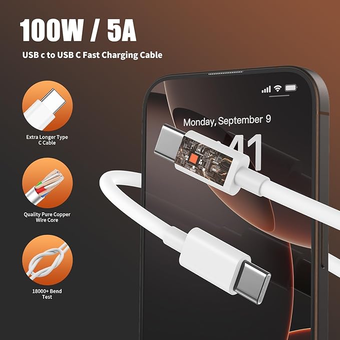 iPhone 17 16 Pro Max Charger Fast Charging, 45W Super Fast USB C Chargers for iPhone 16 (6FT+6FT+10FT) Type C Chargers Cord with Fast Charger Block for iPhone 17/16/15 Series/iPad/ GalaxyS24