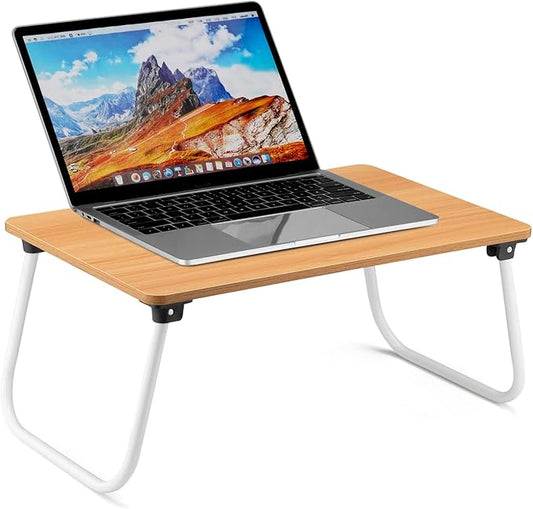 Ruxury Folding Lap Desk Laptop Stand Bed Desk Table Tray, Breakfast Serving Tray, Portable & Lightweight Mini Table for Sofa Couch Floor - Wood