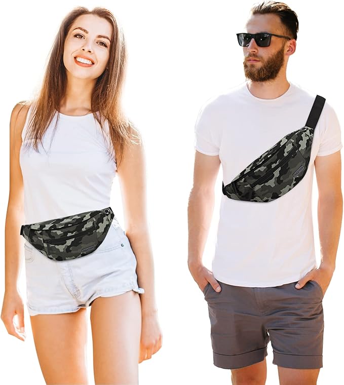 MAXTOP Large Crossbody Fanny Pack with 4-Zipper Pockets,Gifts for Enjoy Sports Festival Workout Traveling Running Casual Hands-Free Wallets Waist Pack Phone Bag Carrying All Phones